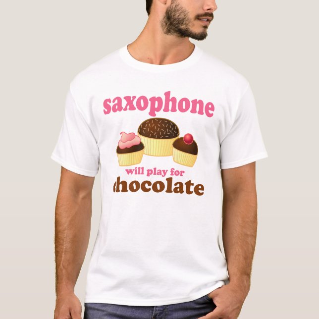 Funny Chocolate Saxophone T-Shirt (Front)