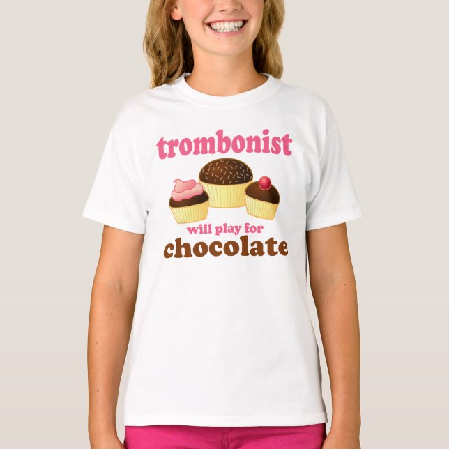Funny Chocolate Trombonist Gift T-Shirt (Front)