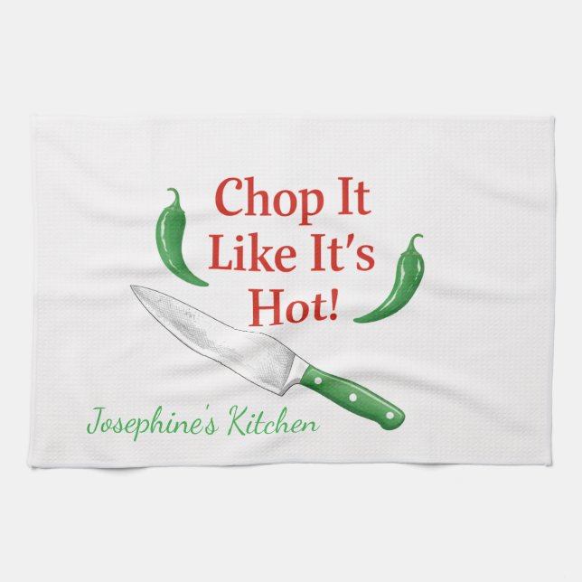 Funny Chop It Like Its Hot Personalised Chef Trend Tea Towel (Horizontal)
