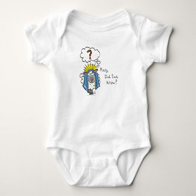 Funny Christian Christmas Cute Sheep Cartoon Baby Bodysuit (Front)