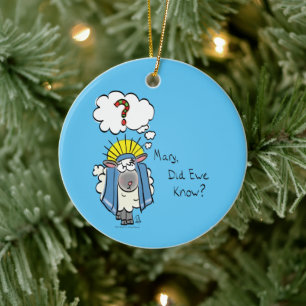 Funny Christian Christmas Cute Sheep Cartoon Ceramic Tree Decoration