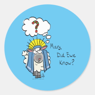 Funny Christian Christmas Cute Sheep Cartoon Classic Round Sticker