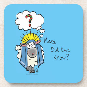 Funny Christian Christmas Cute Sheep Cartoon Coaster