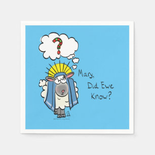 Funny Christian Christmas Cute Sheep Cartoon Napkin