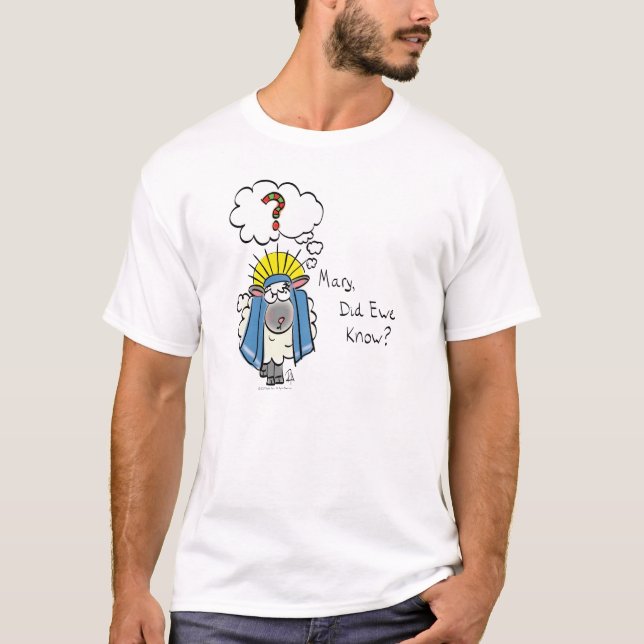 Funny Christian Christmas Cute Sheep Cartoon T-Shirt (Front)