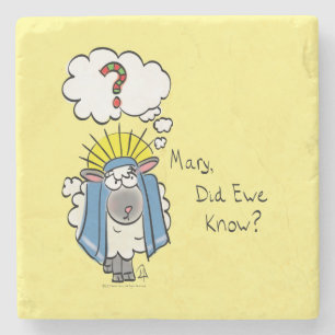 Funny Christian Christmas Cute Sheep Stone Coaster