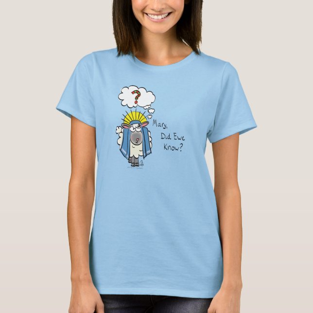 Funny Christian Christmas Cute Sheep T-Shirt (Front)