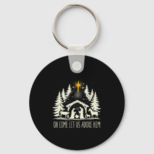 Funny Christian Christmas Jesus Oh Come Let Us Ado Key Ring