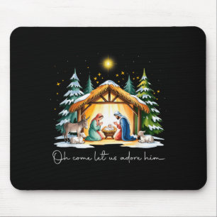 Funny Christian Christmas Jesus Oh Come Let Us Ado Mouse Pad