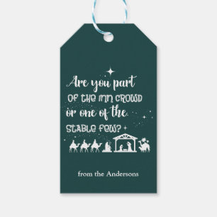 Funny Christian Christmas Nativity Green Gift Tags