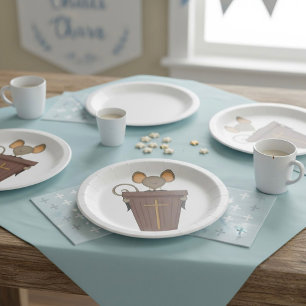 Funny Christian Church Mouse Character Paper Plate