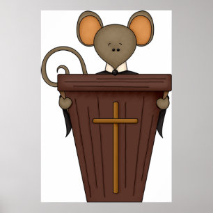 Funny Christian Church Mouse Character Poster
