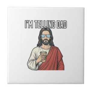 Funny Christian Dad Quote Vintage Tile