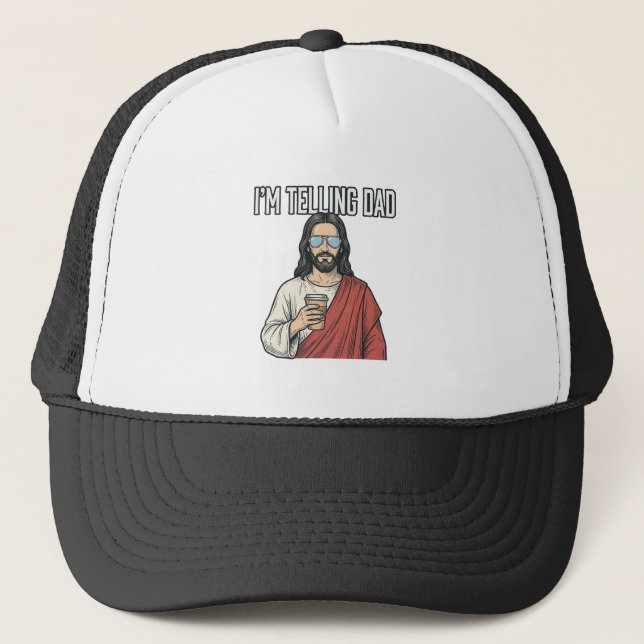 Funny Christian Dad Quote Vintage Trucker Hat (Front)