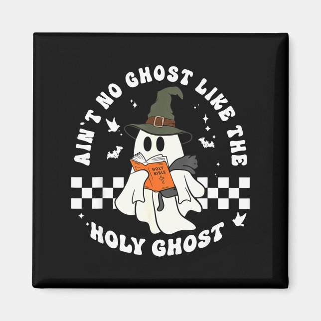 Funny Christian Ghost With Bible Retro Catholic Cu Magnet (Front)