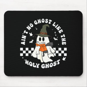 Funny Christian Ghost With Bible Retro Catholic Cu Mouse Pad
