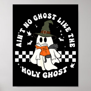Funny Christian Ghost With Bible Retro Catholic Cu Poster