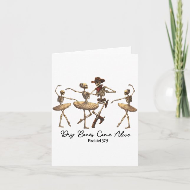 Funny Christian Halloween Ballet Cowboy Skeleton P Card (Front)
