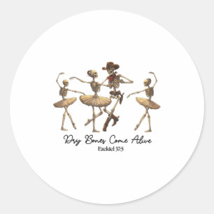 Funny Christian Halloween Ballet Cowboy Skeleton P Classic Round Sticker