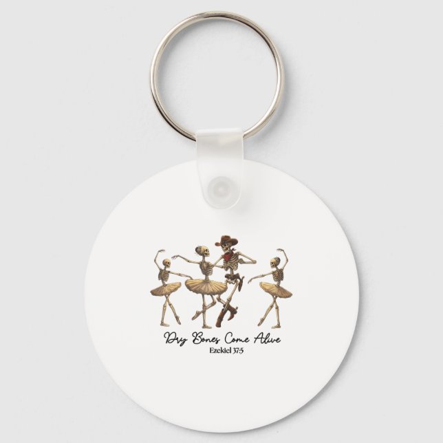 Funny Christian Halloween Ballet Cowboy Skeleton P Key Ring (Front)