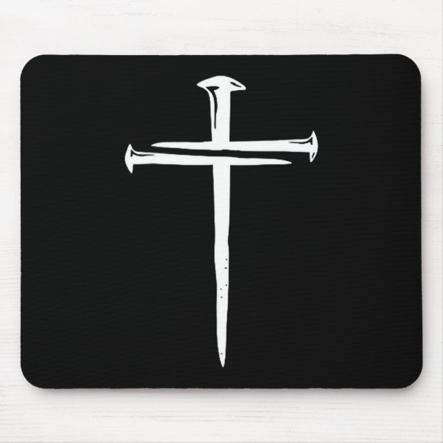Funny Christian Jesus Crist Three Nails Cross  Mouse Pad (Front)