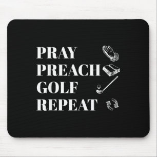 Funny Christian Pray Preach Golf Repeat Pastor Min Mouse Pad