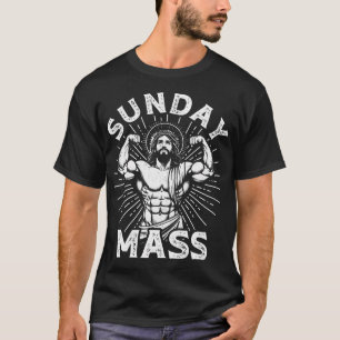 Funny Christian Sunday Mass Bodybuilder Gym Jesus  T-Shirt