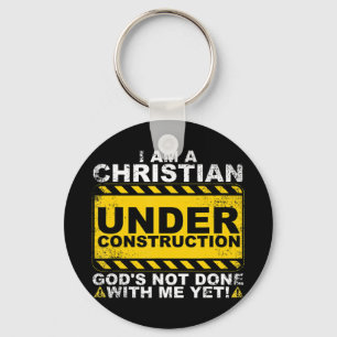 Funny Christian Under Construction Gift Catholic M Key Ring