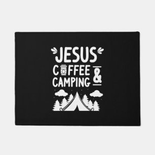 Funny Christians Camp Caffeine Jesus Coffee & Camp Doormat