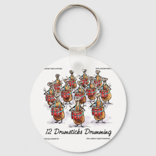Funny Christmas 12 Drumsticks Drumming Gifts & Tee Key Ring