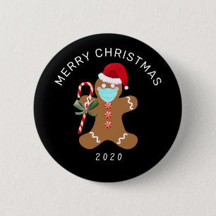 Funny Christmas 2020 Gingerbread Man In Face Mask 6 Cm Round Badge