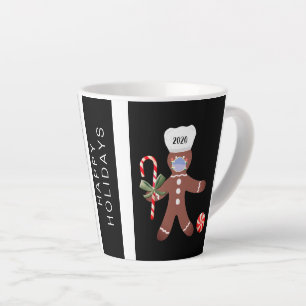 Funny Christmas 2020 Gingerbread Man In Face Mask Latte Mug