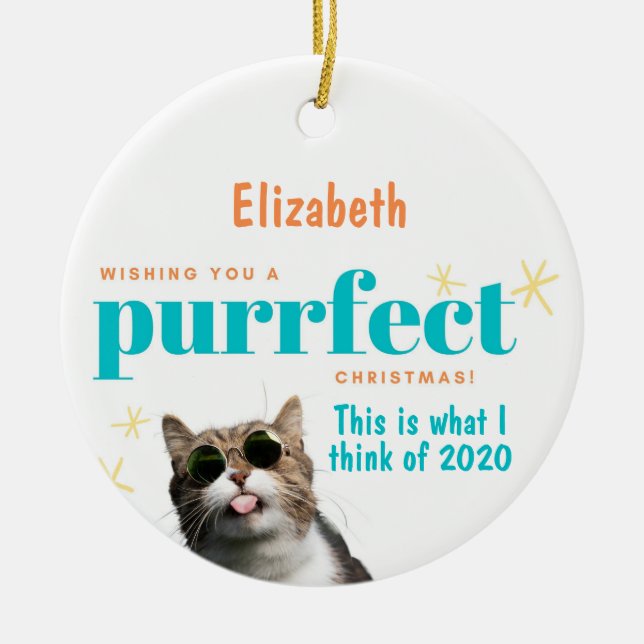FUNNY Christmas 2020 Ornament Cat and Toilet Paper (Front)