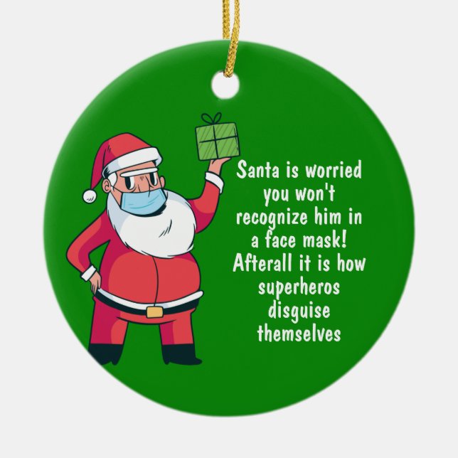 FUNNY Christmas 2020 Ornament Santa in Facemask (Front)