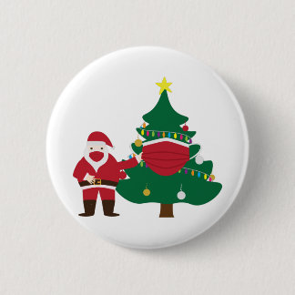 Funny Christmas 2020 Santa and decorated tree 6 Cm Round Badge