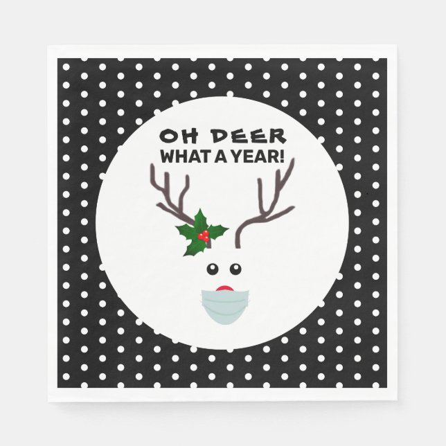 Funny Christmas 2021 Oh Dear What A Year Reindeer Napkin (Front)
