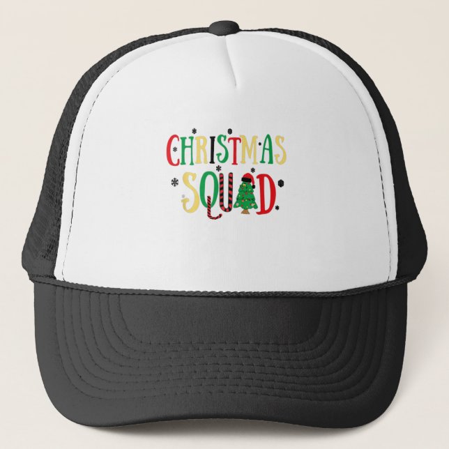 Funny Christmas 2022 Matching Family Squad Santa E Trucker Hat (Front)