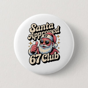 Funny Christmas 67 Meme - Retro Santa Approved 67  6 Cm Round Badge