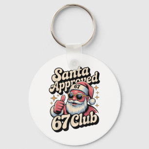 Funny Christmas 67 Meme - Retro Santa Approved 67 Key Ring