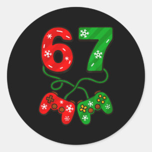 Funny Christmas 67 Meme Six Seven Video Games Game Classic Round Sticker
