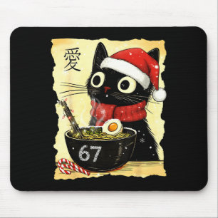 Funny Christmas 67 Six Seven Cat Ramen Japanese Ka Mouse Pad