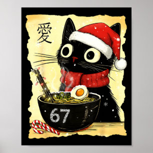 Funny Christmas 67 Six Seven Cat Ramen Japanese Ka Poster