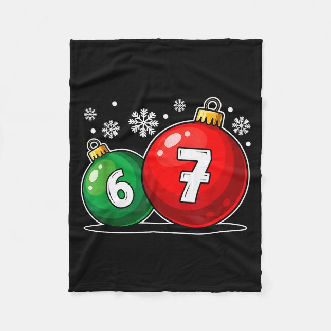 Funny Christmas 67 Six Seven Meme Gen Alpha Slang  Fleece Blanket (Front)