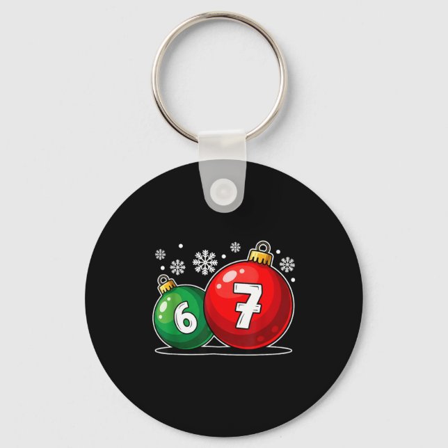 Funny Christmas 67 Six Seven Meme Gen Alpha Slang  Key Ring (Front)