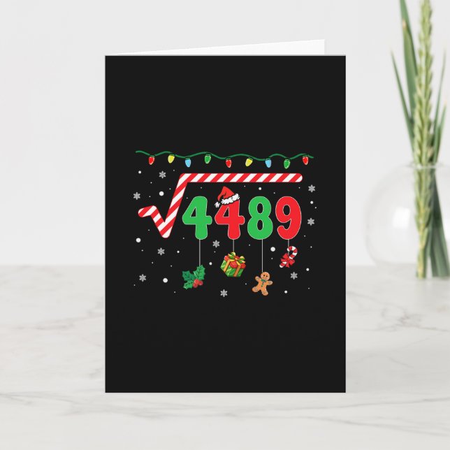 Funny Christmas 6 7 Math Teacher 67 Meme Square Ro Card (Front)