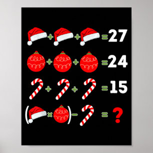 Funny Christmas 6 7 Puzzle Santa Hat Ornament Cand Poster