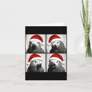 Funny Christmas African G Parrot Santa Photo Booth Card