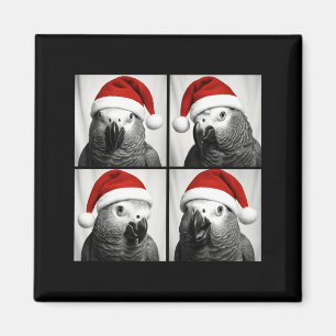 Funny Christmas African G Parrot Santa Photo Booth Magnet