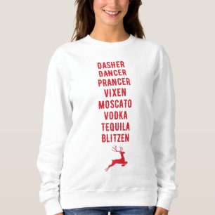 Funny Christmas Alcohol Reindeer Names Sweatshirt