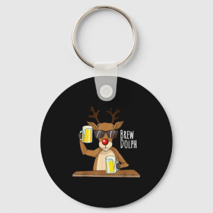 Funny Christmas Alcohol Shirt. Brew Dolph Beer Dri Key Ring